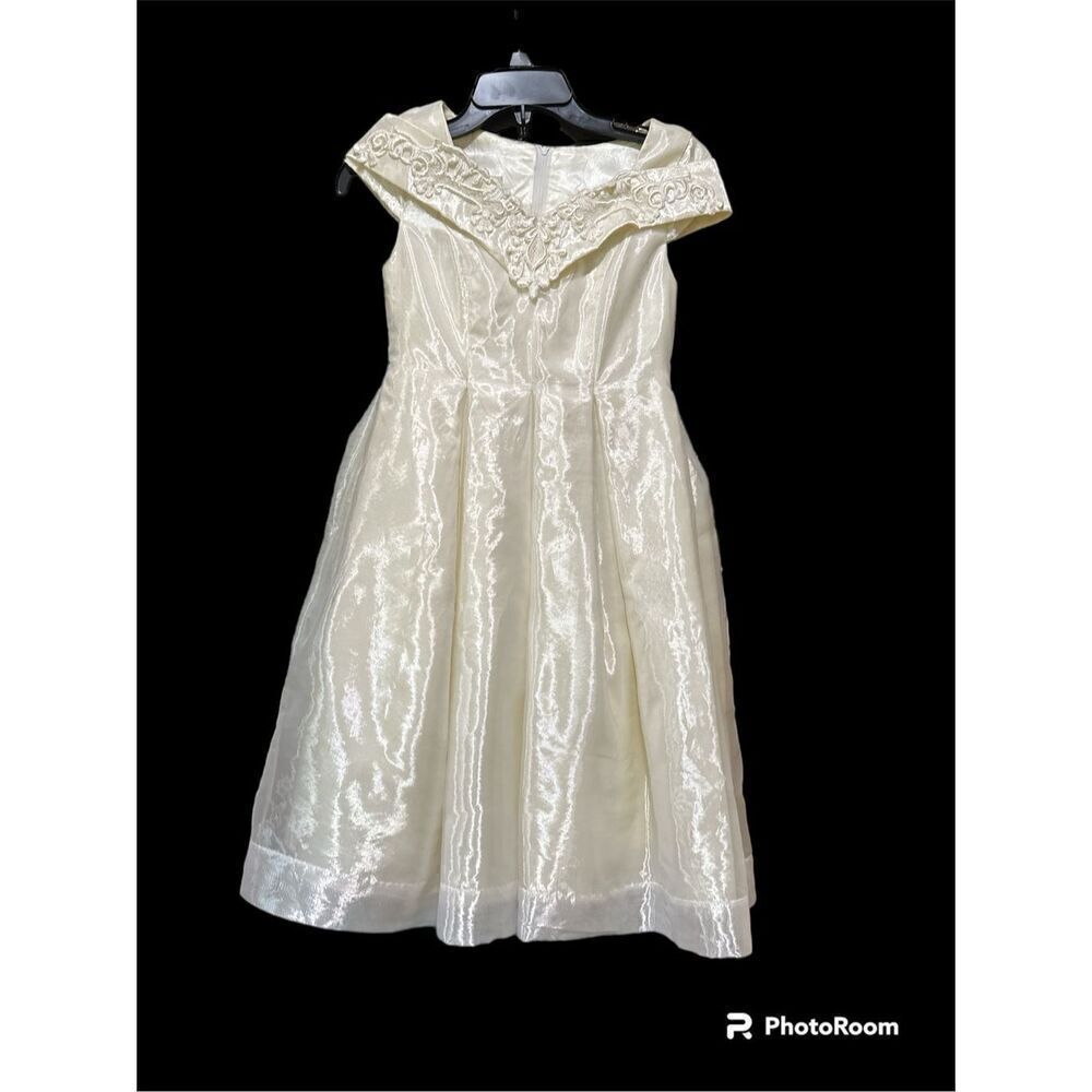 Jessica McClintock ivory baptism flower girl communion fancy dress 10